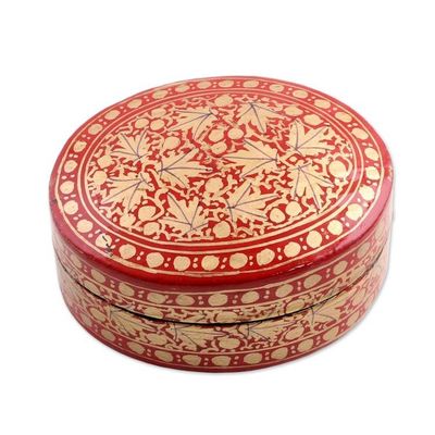 Alternate image for Gold and Red Papier Mache Decorative Box from India Serene Vermilion