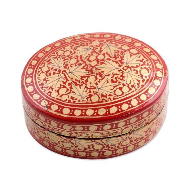 Alternate image for Gold and Red Papier Mache Decorative Box from India Serene Vermilion