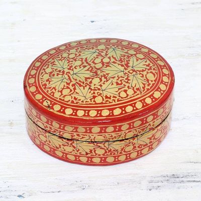 Alternate image for Gold and Red Papier Mache Decorative Box from India Serene Vermilion
