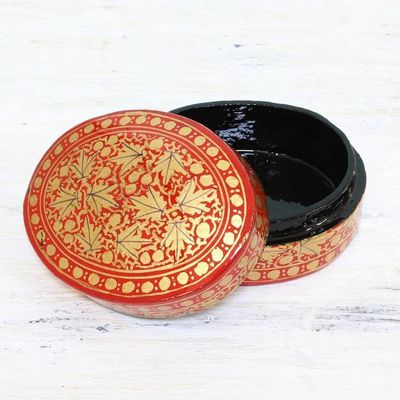 Alternate image for Gold and Red Papier Mache Decorative Box from India Serene Vermilion