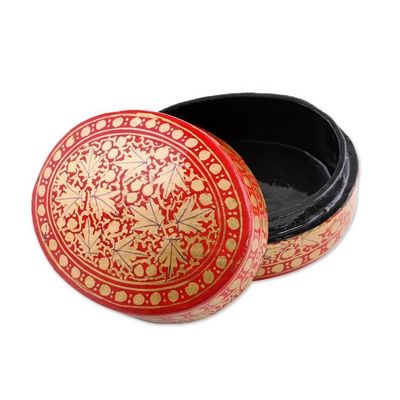 Alternate image for Gold and Red Papier Mache Decorative Box from India Serene Vermilion
