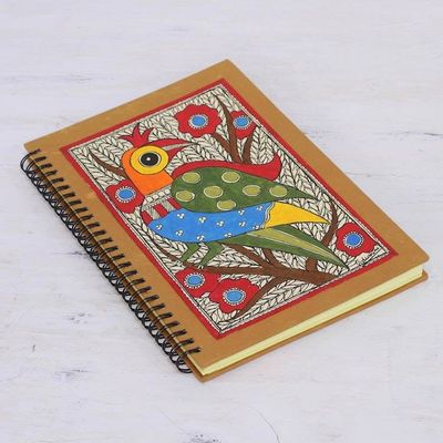Alternate image for Madhubani Style Blank Handmade Paper Journal Peacock Majesty