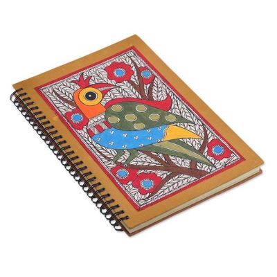 Alternate image for Madhubani Style Blank Handmade Paper Journal Peacock Majesty