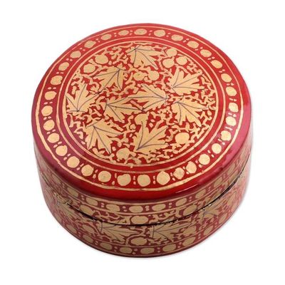 Alternate image for Gold and Red Papier Mache Decorative Box from India Alluring Vermilion