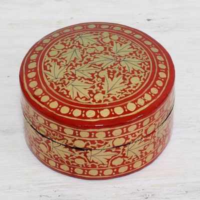 Alternate image for Gold and Red Papier Mache Decorative Box from India Alluring Vermilion