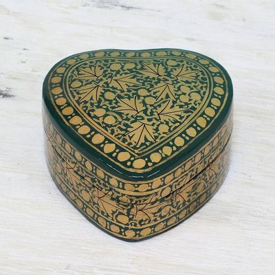 Alternate image for Green and Gold Decorative Papier Mache Box from India Royal Viridescence