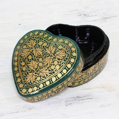 Alternate image for Green and Gold Decorative Papier Mache Box from India Royal Viridescence