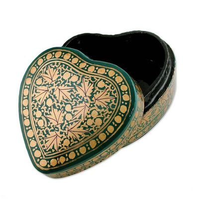 Alternate image for Green and Gold Decorative Papier Mache Box from India Royal Viridescence