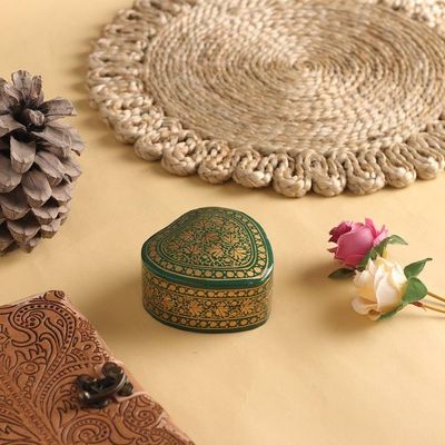 Alternate image for Green and Gold Decorative Papier Mache Box from India Royal Viridescence