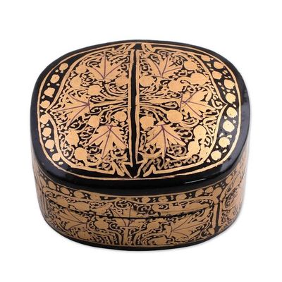 Alternate image for Gold and Black Papier Mache Decorative Box from India Graceful Grandeur
