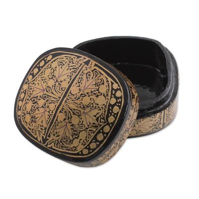 Alternate image for Gold and Black Papier Mache Decorative Box from India Graceful Grandeur