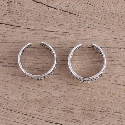 Alternate image for Artisan Crafted Sterling Silver Toe Rings Pair from India Alluring Vines