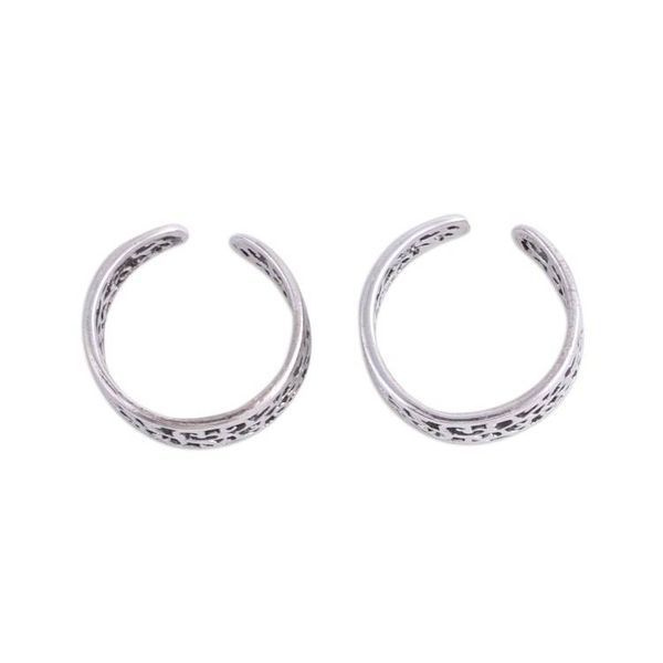 Alternate image for Artisan Crafted Sterling Silver Toe Rings Pair from India Alluring Vines