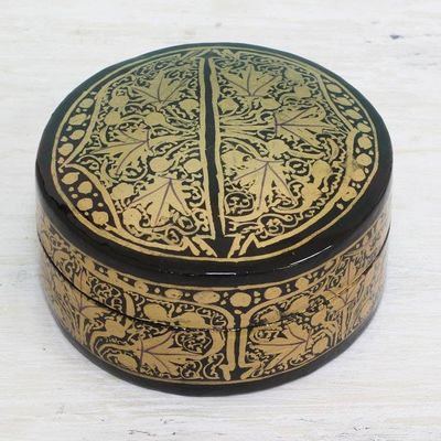 Alternate image for Gold and Black Papier Mache Decorative Box from India Alluring Grandeur