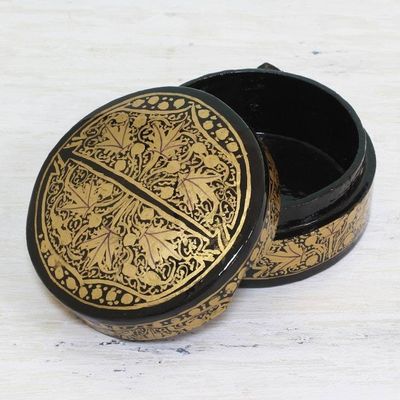 Alternate image for Gold and Black Papier Mache Decorative Box from India Alluring Grandeur