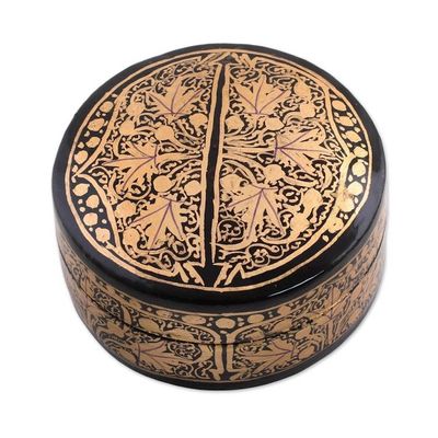 Alternate image for Gold and Black Papier Mache Decorative Box from India Alluring Grandeur