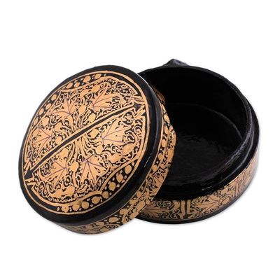 Alternate image for Gold and Black Papier Mache Decorative Box from India Alluring Grandeur