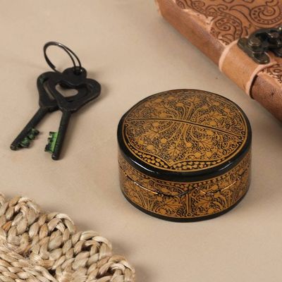 Alternate image for Gold and Black Papier Mache Decorative Box from India Alluring Grandeur