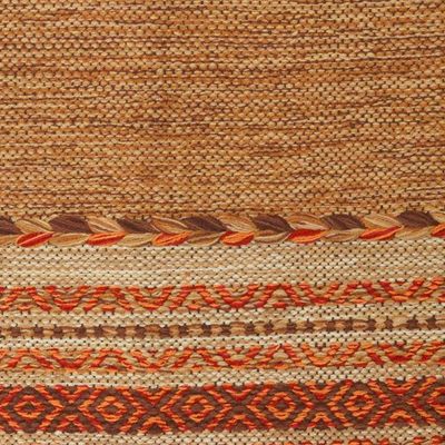 Alternate image for Hand Woven Cotton Geometric Dhurrie Rug from India 2x3 Delhi Delight in Brown