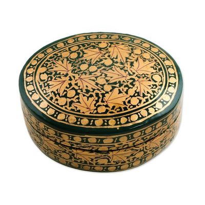 Alternate image for Gold and Green Papier Mache Decorative Box from India Serene Viridescence