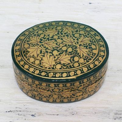 Alternate image for Gold and Green Papier Mache Decorative Box from India Serene Viridescence