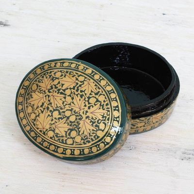 Alternate image for Gold and Green Papier Mache Decorative Box from India Serene Viridescence
