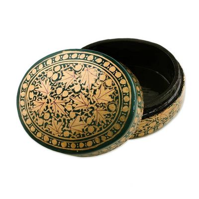 Alternate image for Gold and Green Papier Mache Decorative Box from India Serene Viridescence