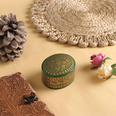 Alternate image for Gold and Green Papier Mache Decorative Box from India Serene Viridescence