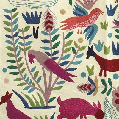 Alternate image for Chain-Stitched Animal-Themed Wool Area Rug 5x8 from India The Jungle World I
