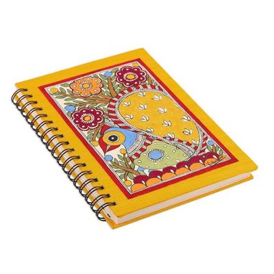 Alternate image for Handmade Paper Spiral Bound Peacock Journal from India Swaying Peacock
