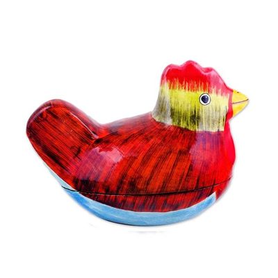 Alternate image for Hand-Painted Papier Mache Rooster Decorative Box from India Morning Rooster
