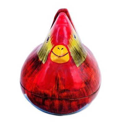 Alternate image for Hand-Painted Papier Mache Rooster Decorative Box from India Morning Rooster