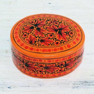 Alternate image for Orange and Red Papier Mache Decorative Box from India Serene Delight
