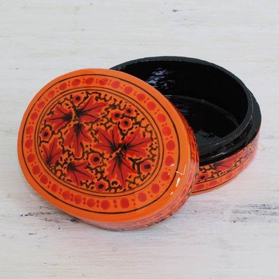Alternate image for Orange and Red Papier Mache Decorative Box from India Serene Delight