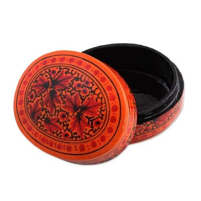 Alternate image for Orange and Red Papier Mache Decorative Box from India Serene Delight
