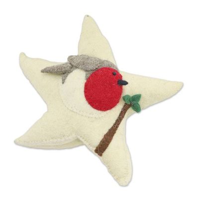 Alternate image for Star-Shaped Wool Felt Tree Topper from India Robin Star