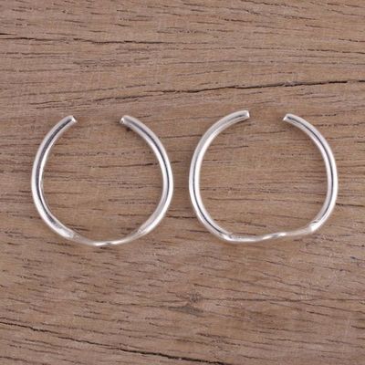 Alternate image for Modern Polished Sterling Silver Toe Band Rings Pair Steady Rhythm
