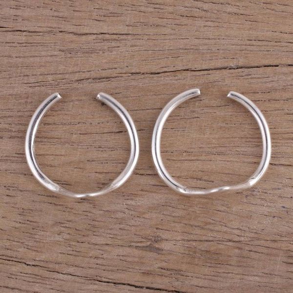 Alternate image for Modern Polished Sterling Silver Toe Band Rings Pair Steady Rhythm