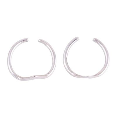 Alternate image for Modern Polished Sterling Silver Toe Band Rings Pair Steady Rhythm