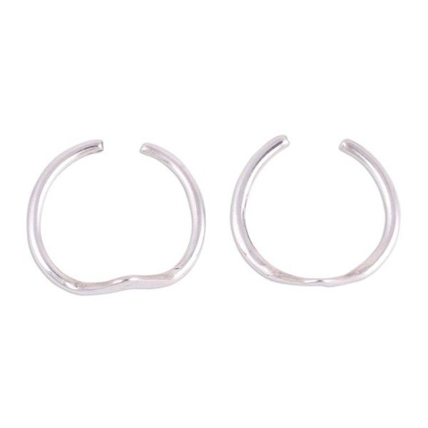 Alternate image for Modern Polished Sterling Silver Toe Band Rings Pair Steady Rhythm