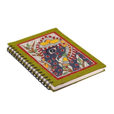Alternate image for Hand Crafted Madhubani Style Painted Journal Exuberant Elephant