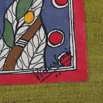 Alternate image for Hand Crafted Madhubani Style Painted Journal Exuberant Elephant