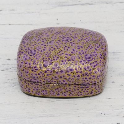 Alternate image for Hand-Painted Purple and Metallic Gold Floral Decorative Box Lavender Mist