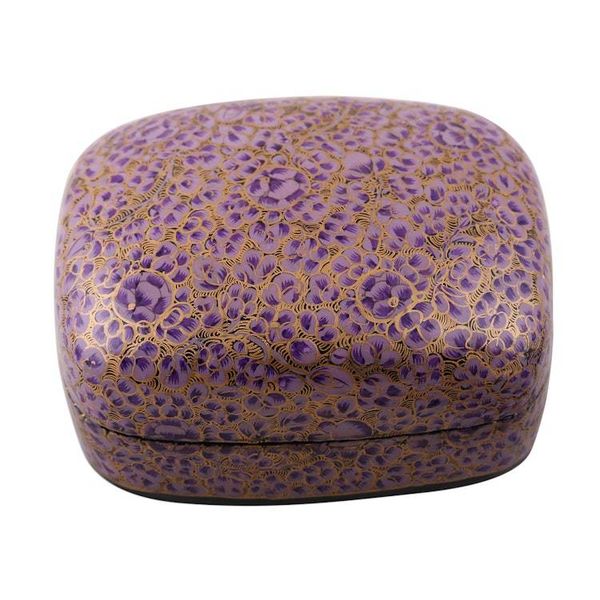 Alternate image for Hand-Painted Purple and Metallic Gold Floral Decorative Box Lavender Mist