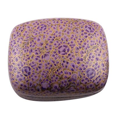 Alternate image for Hand-Painted Purple and Metallic Gold Floral Decorative Box Lavender Mist