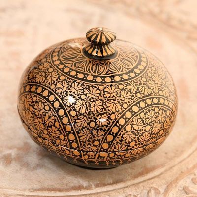 Alternate image for Round Hand Painted Papier Mache Box 4 Inch Kashmir Distinction