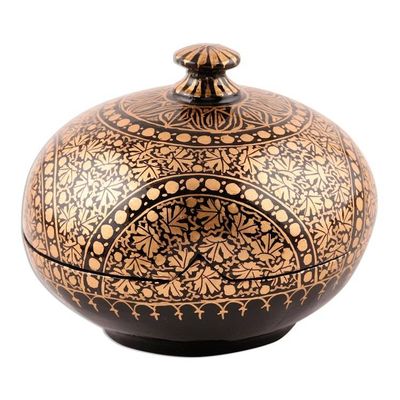 Alternate image for Round Hand Painted Papier Mache Box 4 Inch Kashmir Distinction