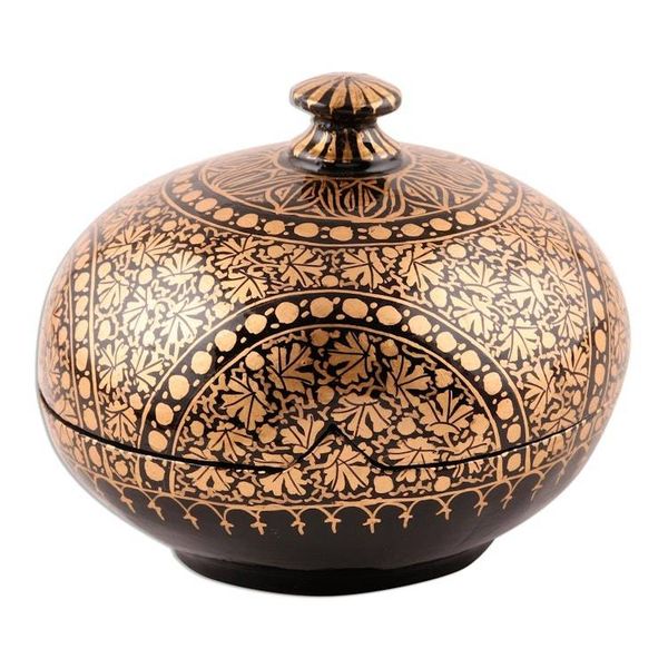 Alternate image for Round Hand Painted Papier Mache Box 4 Inch Kashmir Distinction