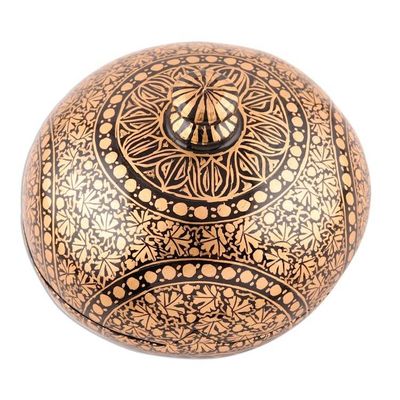 Alternate image for Round Hand Painted Papier Mache Box 4 Inch Kashmir Distinction