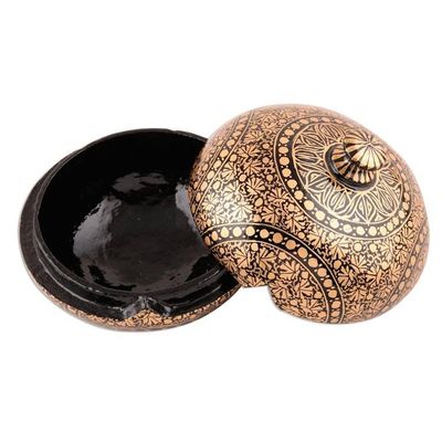 Alternate image for Round Hand Painted Papier Mache Box 4 Inch Kashmir Distinction